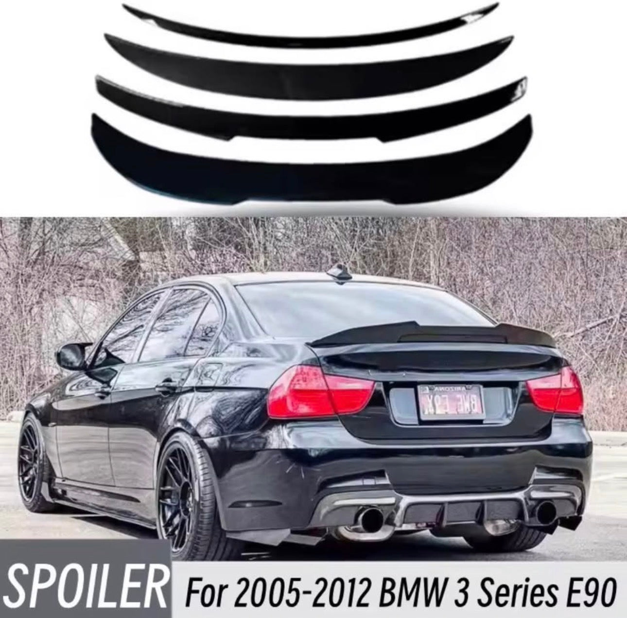 BMW E90 M-Style Gloss Black Rear Boot Spoiler
