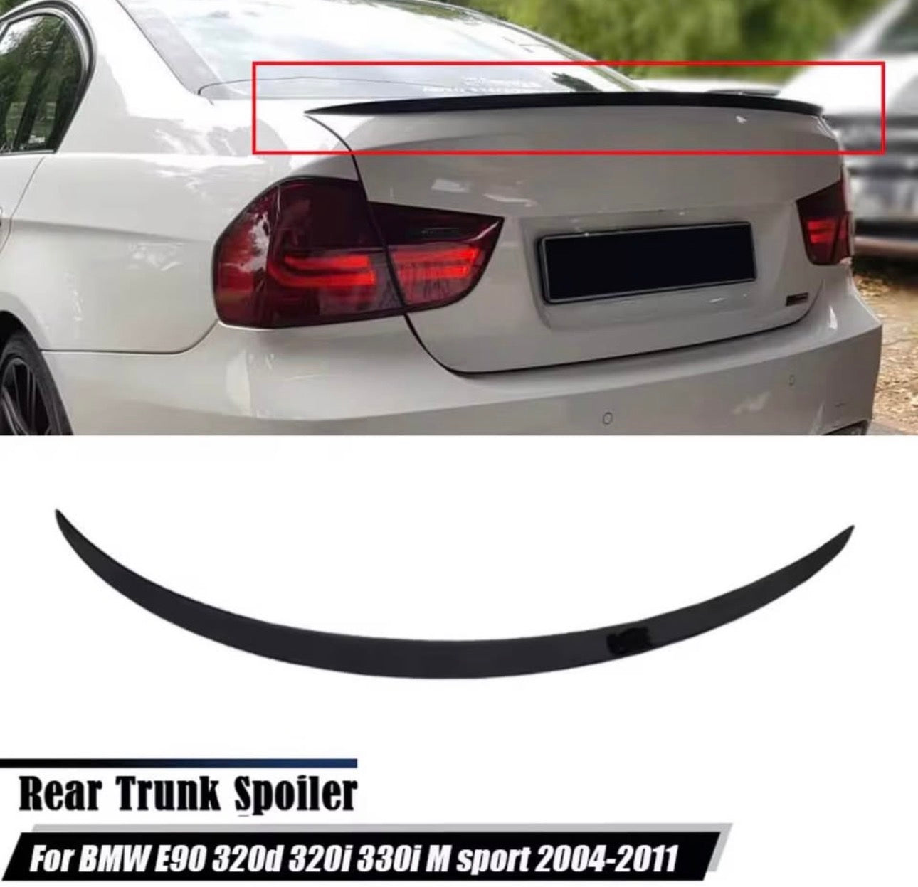 BMW E90 M-Style Gloss Black Rear Boot Spoiler