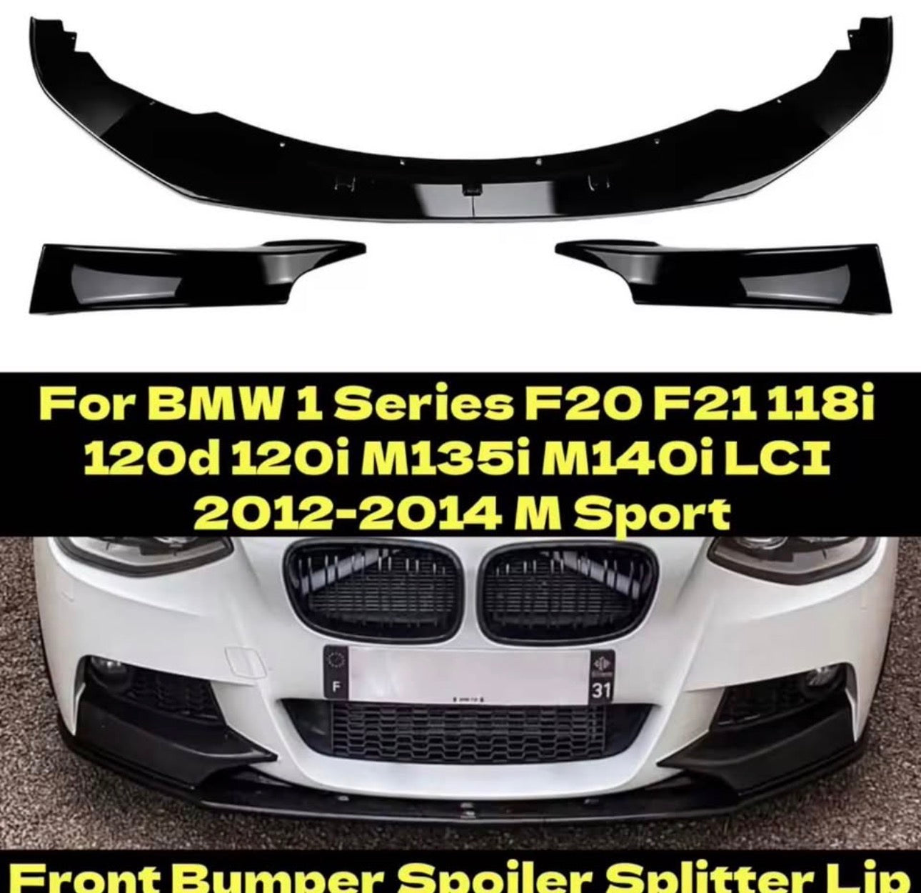 BMW 1 Series F20/F21 M-Sport 3-Piece Front Splitter Lip