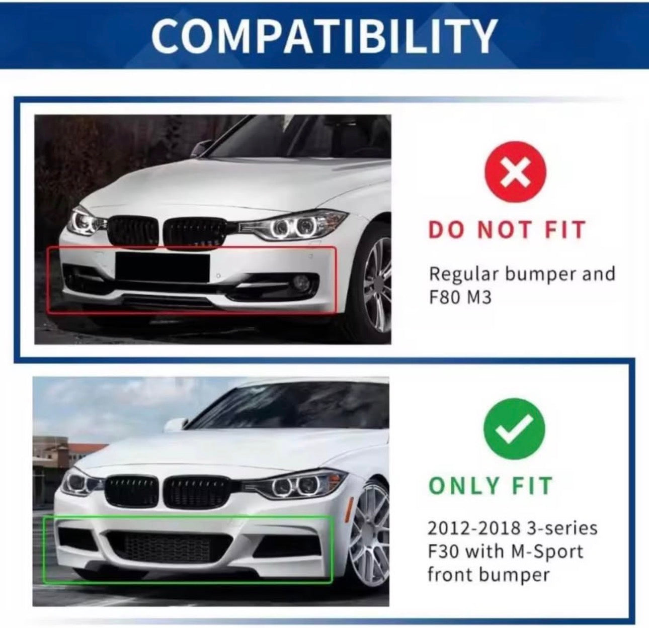 BMW 3 Series F30/F31 M Sport Front Splitter Lip