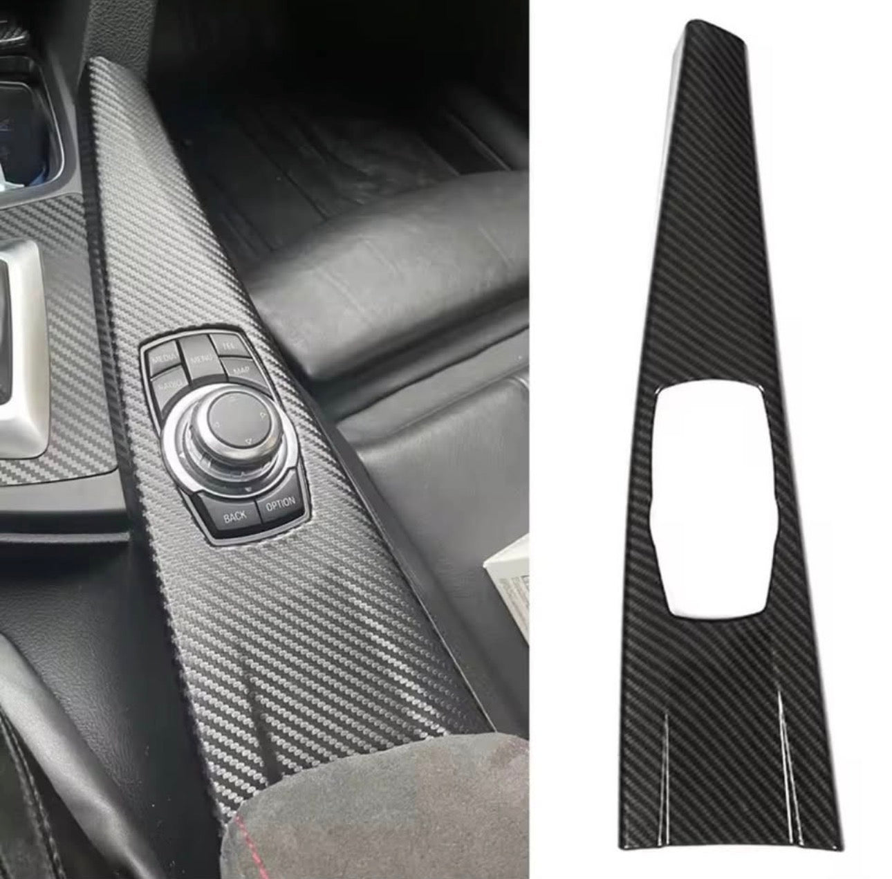 BMW iDrive Centre Console Trim Cover – Carbon Pattern / Black / Silver / Red / Blue